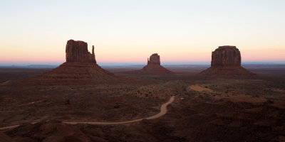 Sunset at Monument Valley behind the East Mitten Butte