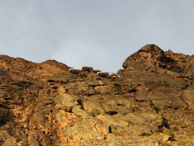 Strange dwellings on the chiff side on the way to Urubamba