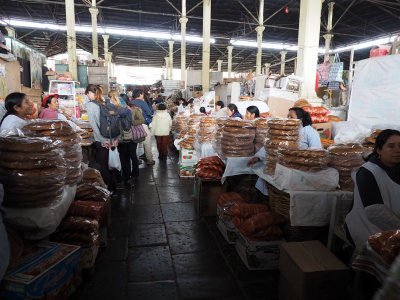 The bread aisle at the San Pedro Mercado (or marketplace) in Cusco