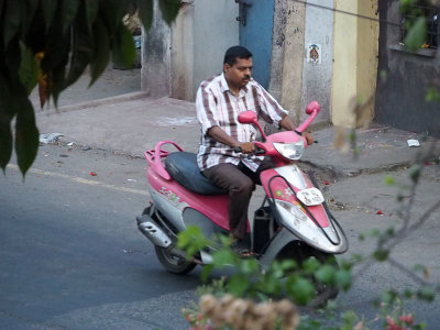 A pink scooter