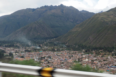 Town of Urubamaba below us as we descend into Sacred Valley