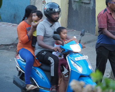 Family of four on a scooter