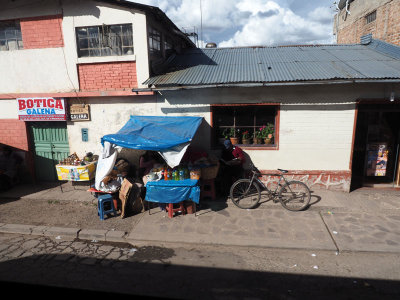 Passing through a town on the Altiplano (or high plains) of Peru