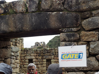 The Intihuatana through the doorway