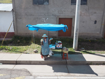 Selling her wares by the the roadside