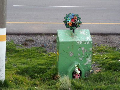 A memorial for somebody who died in a road accident