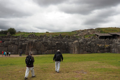 The zig zaging walls at Sacsayhuaman fortress under threatening skies