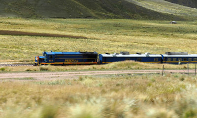 Train from Puno to Cusco at the Continental Divide in Peru