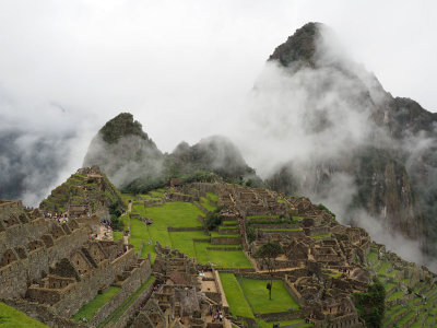Machu Picchu through a break in the fog