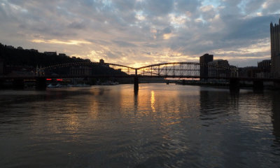 Sunset over the Monongahela river in Pittsburgh