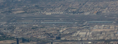 Terminals at Dubai (DBX) airport from the air