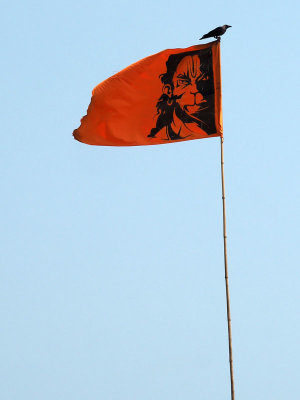 This is a flag of Hanuman, a hindu god