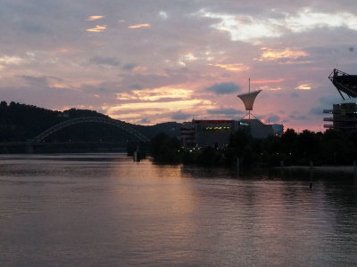Sunset over Carnegie Science Center in Pittsburgh