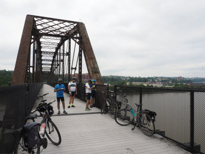 Crossing the Monongahela river on the Riverton bridge