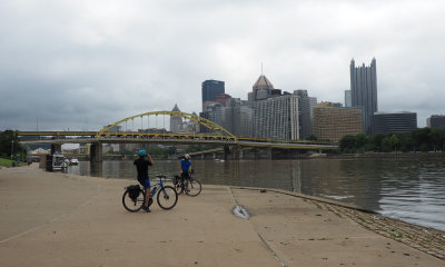 Downtown from the North Shore trail along the Ohio River