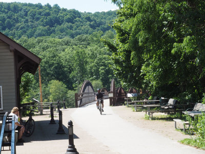 Arriving in Ohiopyle after crossing the Youghiogheny Low bridge