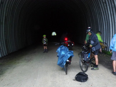 Finding shelter from the rain in the Pinkerton Tunnel