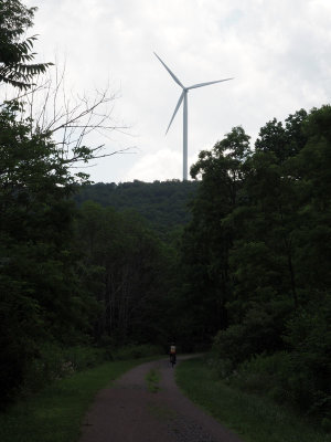 Approaching the ridge with the  wind turbines