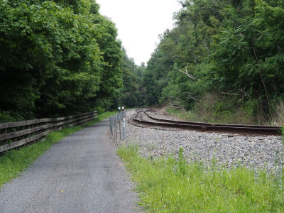 First sight of the rails of the Western Maryland Scenic Railroad