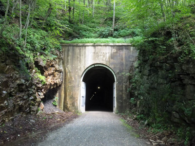 Trail curves beyond the exit for the Great Savage Tunnel