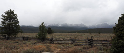 The Sawtooth Mountains in the distance on the drive back from Stanley