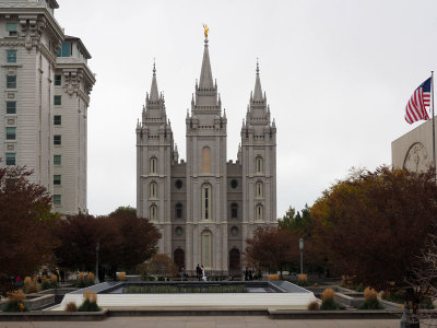 The Mormon temple in the distance