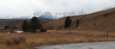 The Sawtooth Mountains in the distance on the drive back from Stanley