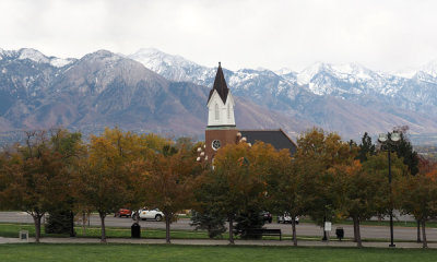 The Wasatch Mountains and the Old City Hall