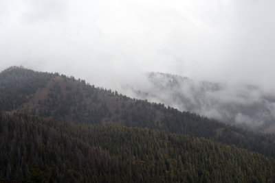 Under cloudy skies in the Sawtooth mountain range