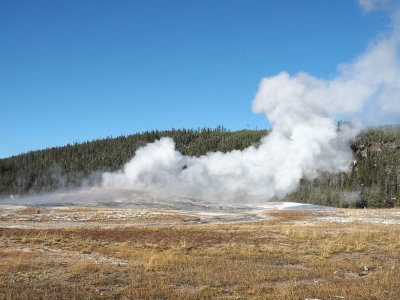 Old Faithful geyser after eruption