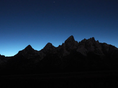 The Tetons shortly after sunset