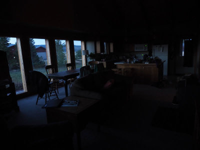 Dining area of our cabin before daybreak