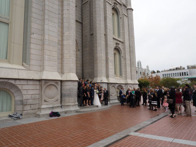 A wedding party at the Mormon Temple