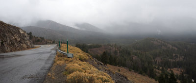 Descending the Sawtooth Mountains in bad weather