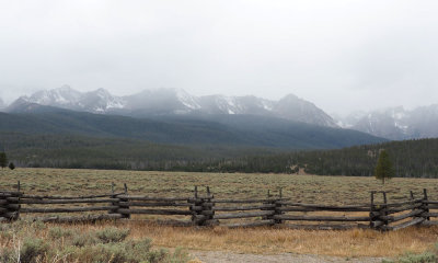 The Sawtooth Mountains in the distance on the drive back from Stanley