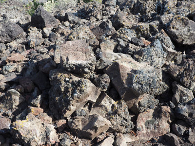 Volcanic rocks in the field of the cinder cones fragments