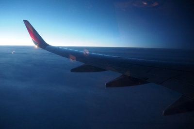 In flight early in the morning