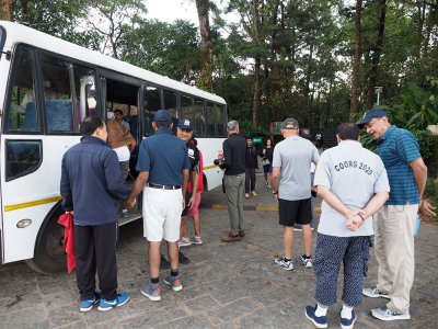 Boarding the bus for the hike