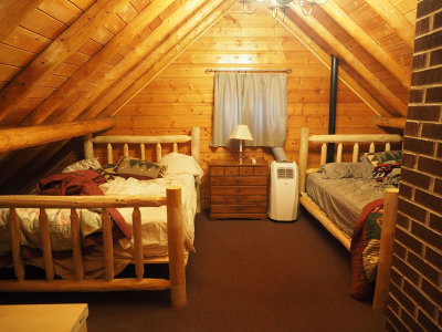Upstairs sleeping area in our cabin