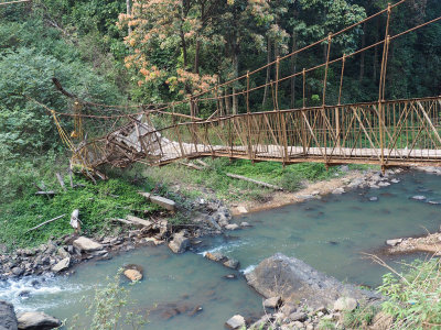 Broken bridge at Abbi Falls