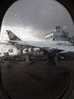 Departing in the rain from FRA