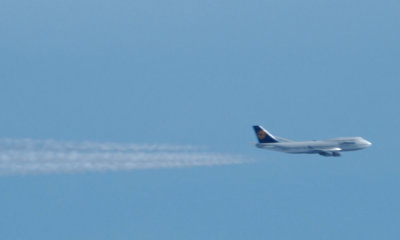 Passing by a Lufthansa B747-400 headed for Philly