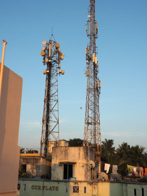 Home on the roof below the cellphone towers