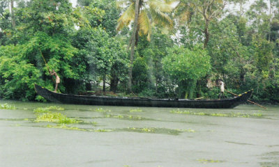 In the monsoon rain on the backwaters