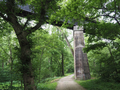 The railroad bridge of the the canal and Potomac river