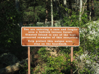 Sign when entering Olmsted Island