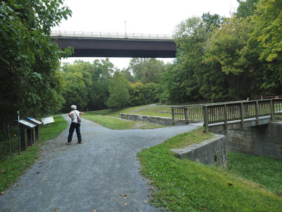 Lock 38 with the James Rumsey bridge in the background
