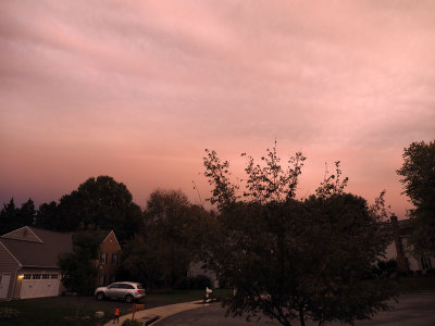 A strange sunset - front of the house