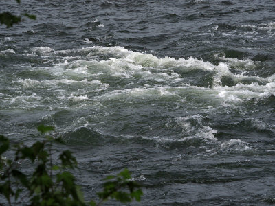 Rough waters downstream of the remains of Dam 3