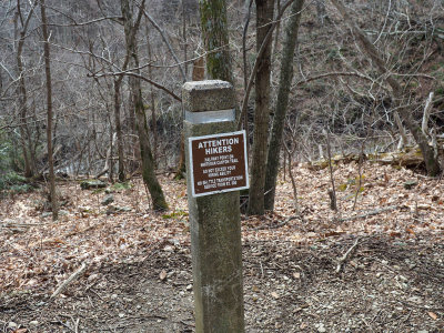 Warning sign for hikers